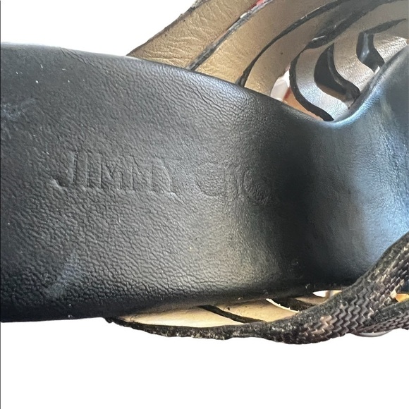 Jimmy Choo Women’s Snakeskin Embossed Leather and Cork Slide Wedge Sandals - Picture 5 of 16